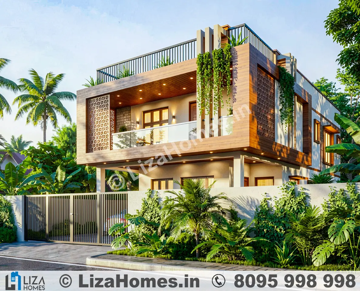 3D front elevation - Minimalist 3D architectural design for modern Indian homes