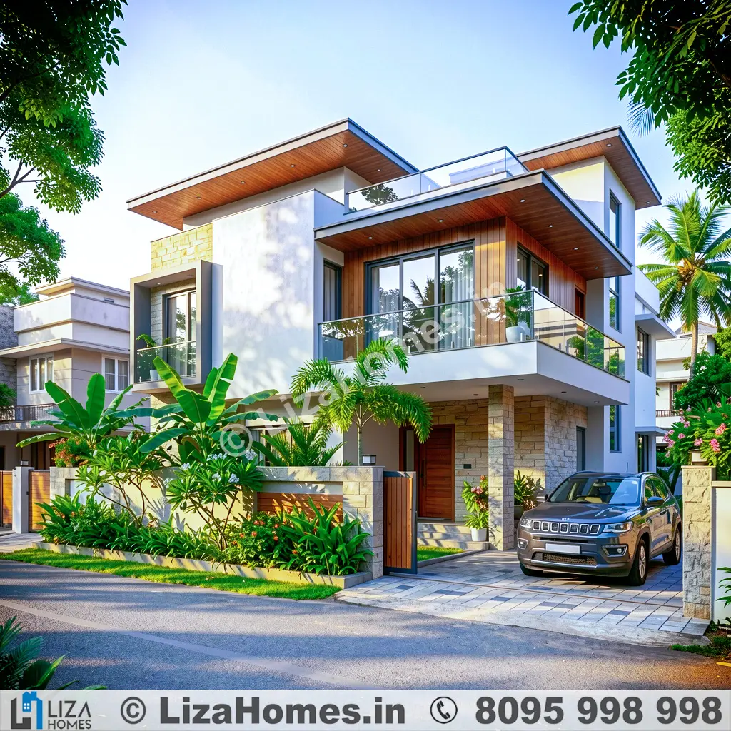 3D house design - Modern Duplex House Elevation Bengaluru exterior visualization
