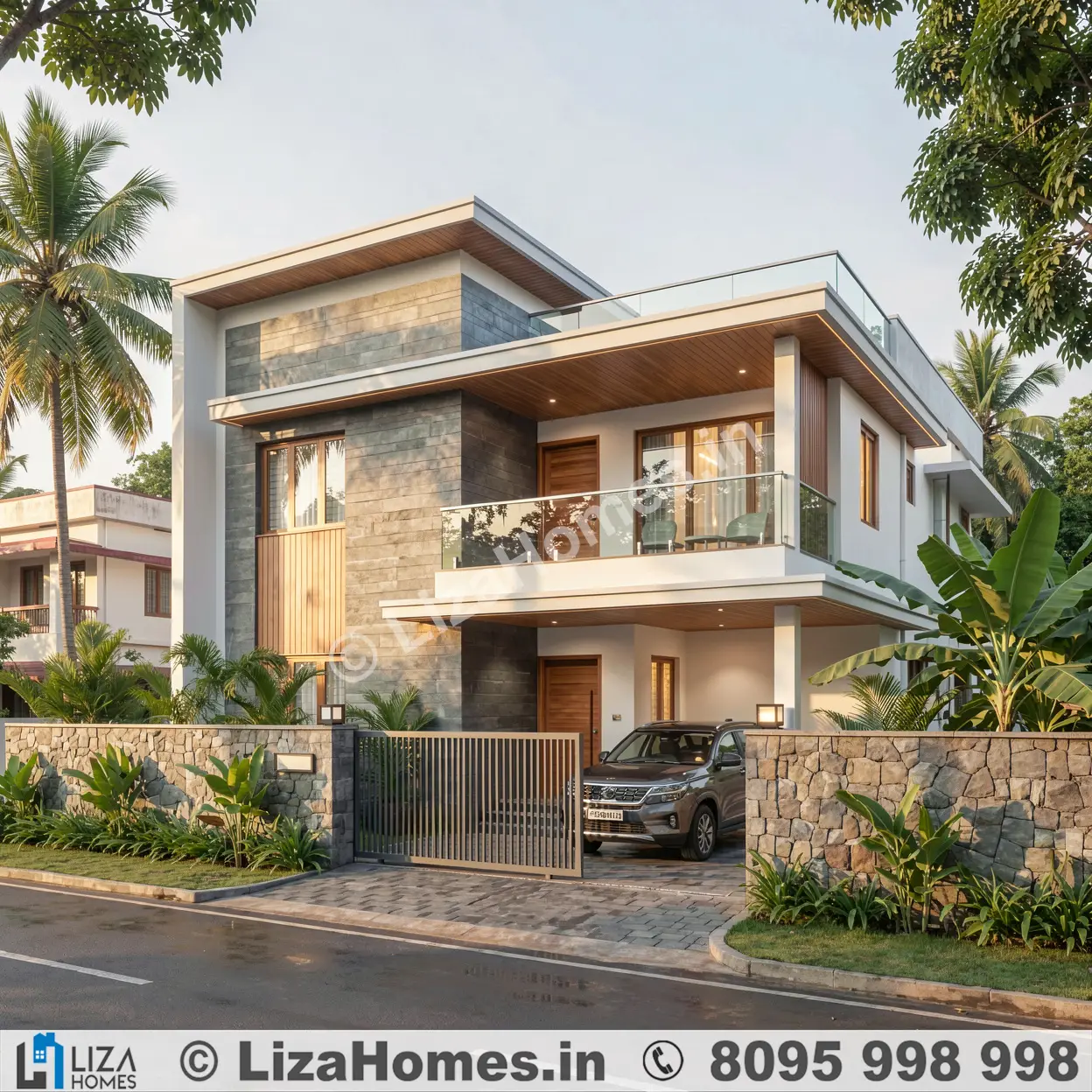 3D front elevation - Traditional meets modern house elevation 3D architectural design