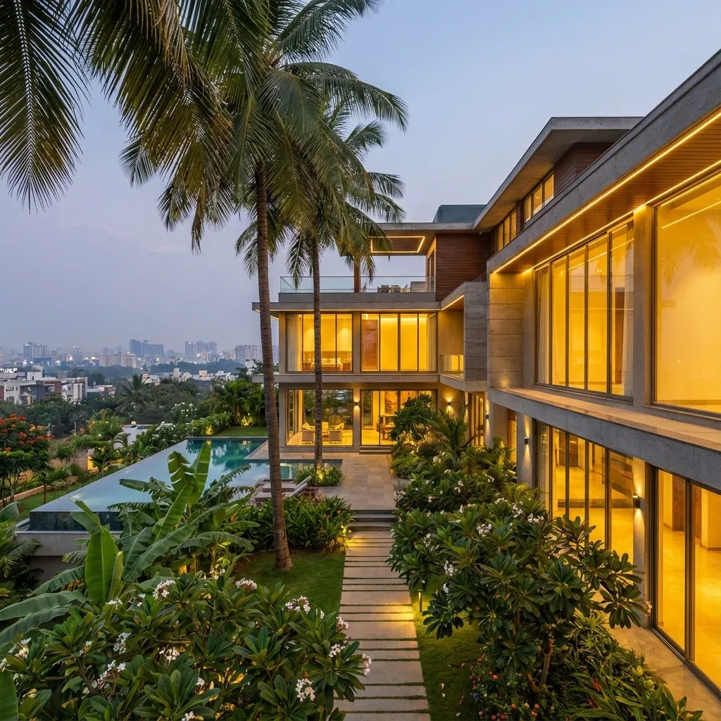 Modern Villa Exterior Construction in Bengaluru