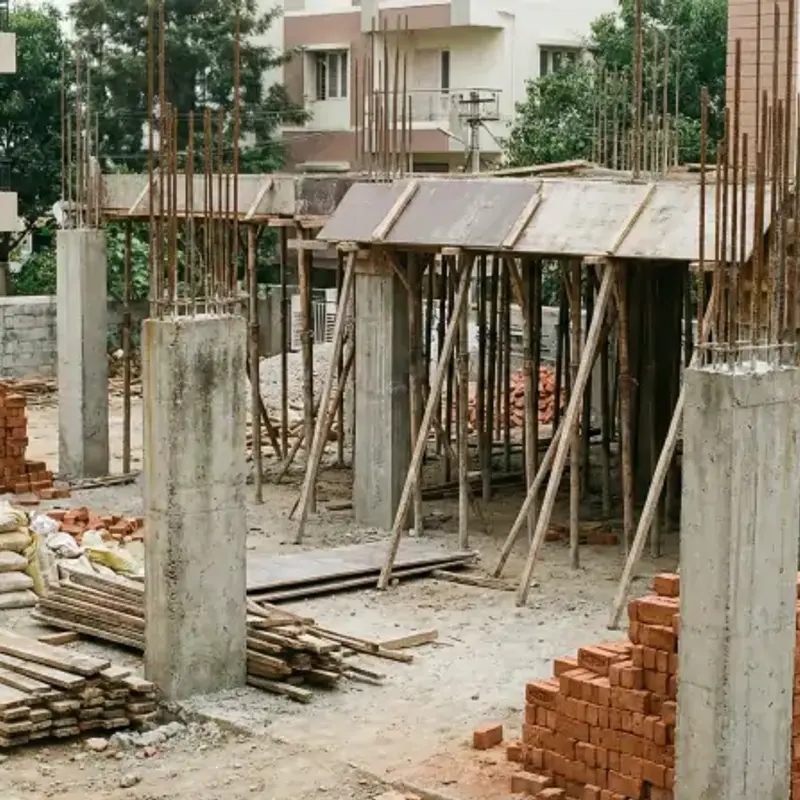 Liza Homes site engineer inspecting steel reinforcement quality - something local contractors often skip