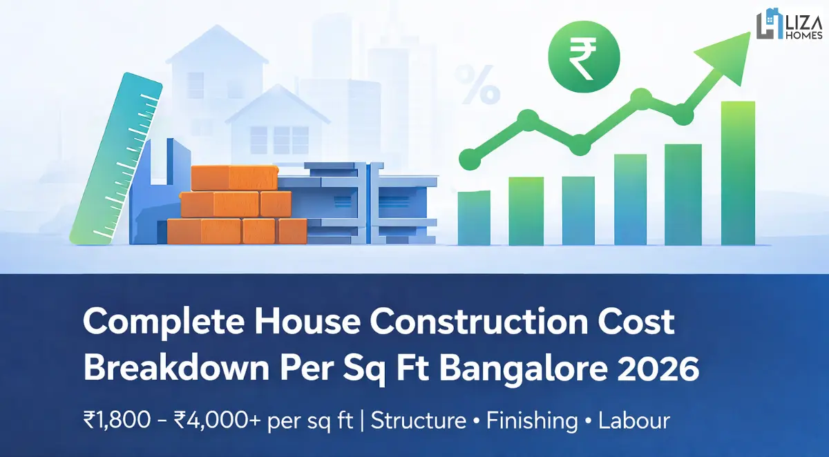 House Construction Cost Breakdown per Sq Ft Bengaluru 2026