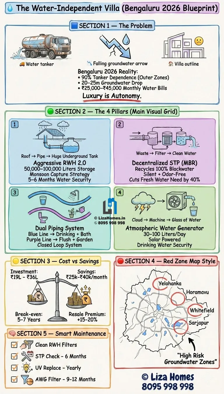 Water-Independent Villa Infographic: The Zero-Reliance Blueprint for Bengaluru Homes